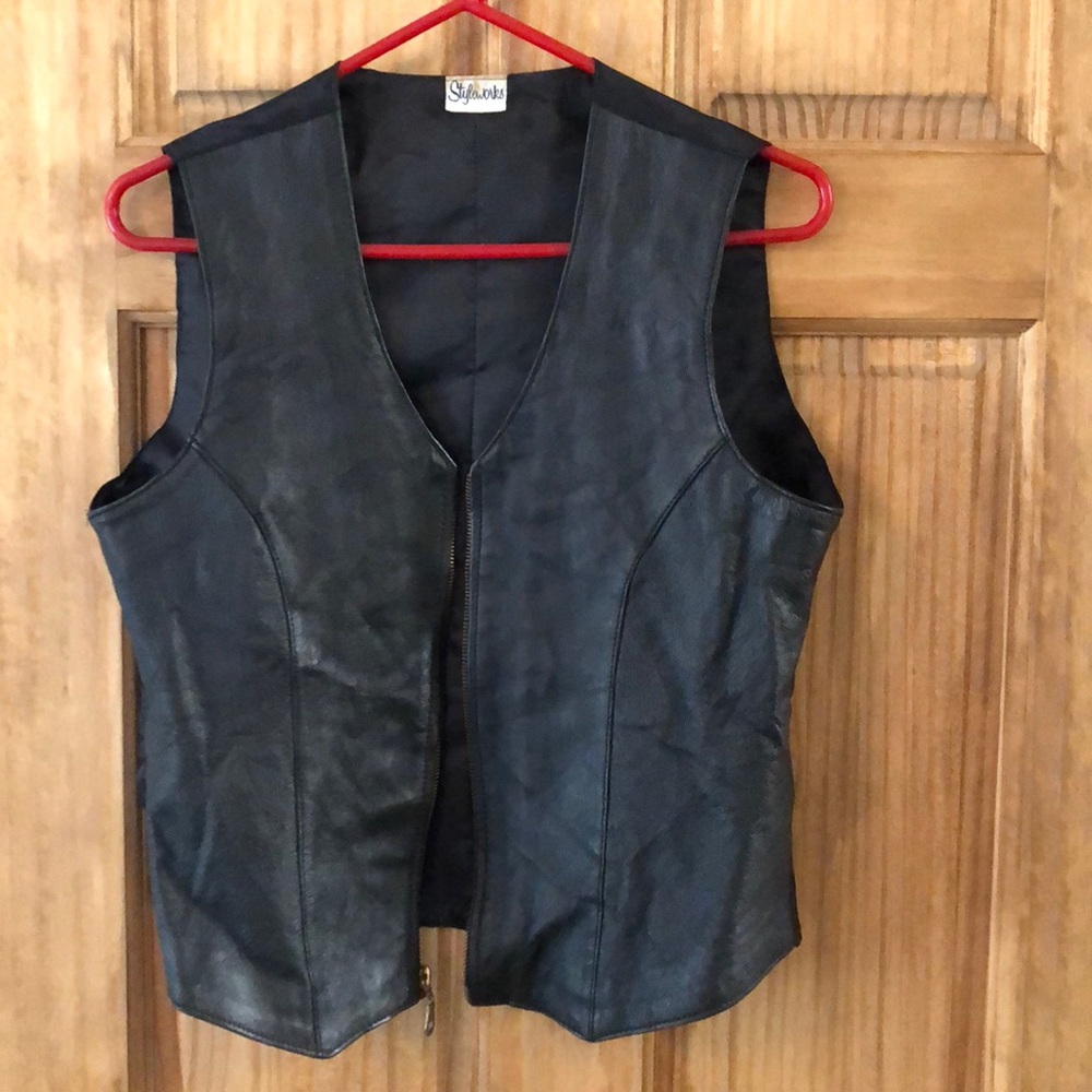 Black leather vest